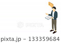 Isometric illustration: A man in casual clothes giving an explanation 133359684