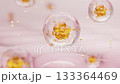 エクソソームと幹細胞を配合した高濃度美容液の気泡イメージCG 金色 133364469