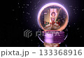 Christmas image, snow globe image, picture of a beautiful girl in Santa costume printed on a flag 133368916