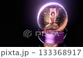 Christmas image, snow globe image, picture of a beautiful girl in Santa costume printed on a flag 133368917