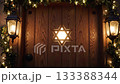 This is a beautiful and festive Star of David Door Decoration designed specifically for Hanukkah 133388344