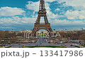 Eiffel tower from Trocadero square. Timelapse 133417986