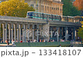 Paris, France - 26.08.2025 : The parisian urban subway passes over a bridge. The oldest green metro line, number 6 in Paris 133418107