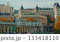 Paris, France - 26.08.2025 : The parisian urban subway passes over a bridge. The oldest green metro line, number 6 in Paris 133418110