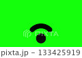 Animated Black Wifi Signal Icon Pulsating on a Bright Green Screen Chroma Key Background 133425919