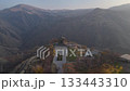 aerial view of Garni Temple in Azat Gorge in Kotayk region of Armenia on sunny autumn evening 133443310