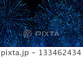 Blue fireworks bursting in dark night sky with copy space, celebration 133462434