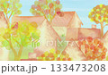 A watercolor animation of a beautiful autumn cityscape with beautiful autumn leaves. 133473208