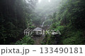 Balinese temple and waterfall shot using a drone 133490181