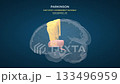 Parkinson Basal Ganglia Neural Activity With Brain Overlay on Blue Background 133496959