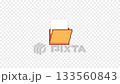 Loop icon of paper going in and out of a pixelated folder, transparent background, orange 133560843