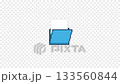 Loop icon material of paper going in and out of a pixelated folder, transparent background, blue 133560844