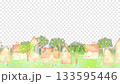 Flower-blooming field town frame. Transparent watercolor loop animation. 133595446