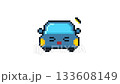 8-bit pixel art cute blue car character surprised. looped animation 4k 30fps 133608149