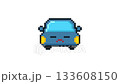 8-bit pixel art cute blue car character shake his head. looped animation 4k 30fps 133608150
