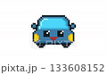 8-bit pixel art cute blue car character excited. looped animation 4k 30fps 133608152