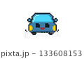 8-bit pixel art cute blue car character drive. looped animation 4k 30fps 133608153