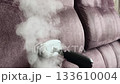 Cleaning upholstery in a living room using a steam cleaner for deep dirt removal 133610004