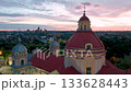 Aerial view of Church of St. Peter and St. Paul silhouette at sunset. Vilnius. 133628443