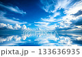Flowing clouds reflected on the sea 133636935