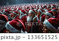 A large group of people dressed as Santa Claus standing in a crowd 133651525