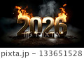 A golden number with fire coming out of it on a black background 133651528