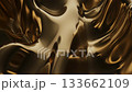 Luxurious abstract motion background of shimmering golden liquid metal or silk fabric flowing smoothly. Elegant, fluid, and perfect for luxury brands, fashion, cosmetics, and corporate events. 133662109