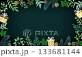 Xmas frame animation with presents and plants on a green background 133681144