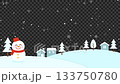Snowman and falling snow transparent background material 133750780