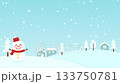 Snowman and falling snow background material 133750781