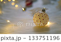 Christmas ball on white wool with lights for xmas concept 133751196