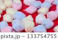 A close-up video of colorful cotton balls 133754755