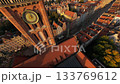 Unusual FPV aerial shot of Gdansk Long Market with Main Town Hall. Poland 133769612