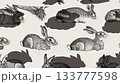 Hand drawn rabbit pattern vintage style animation 133777598