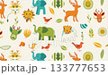 Animated cartoon animals pattern scrolling down 133777653