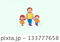 Happy father walking with son and daughter animation 133777658