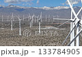 Wind Farm Turbines at San Gorgonio Pass near Palm Springs, California - Drone Pan Right 133784905