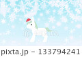 一段白馬戴著聖誕帽、飄著雪花的動畫 133794241