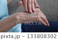 Moisturizing hands at home for soft skin during cold weather 133808302