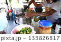 Street Food Cart Food Vendor Asian Cuisine Steaming Patties Hot Sauce Chicken Pork Beef Fast Food 133826817