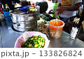 Street Food Cart Food Vendor Asian Cuisine Steaming Patties Hot Sauce Chicken Pork Beef Fast Food 133826824