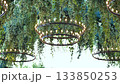 Moscow interior featuring circular chandeliers and ivy ceiling 133850253