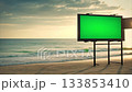 Blank Billboard on the Beach at Sunset 133853410
