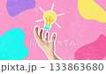 Creative hand art on colorful background showcases fun designs and movement 133863680
