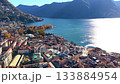 Aerial panorama of Lugano city and Lake Lugano in autumn. Lugano, Ticino, Switzerland 133884954