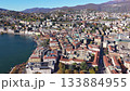 Aerial panorama of Lugano city and Lake Lugano in autumn. Lugano, Ticino, Switzerland 133884955