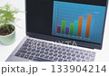 筆記型電腦螢幕上顯示圖表 133904214