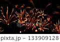 Festive grandiose fireworks festival against the background of the night sky. Multicolored motion blur splashes of fire . Pyrotechnics. 133909128