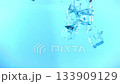 Ice cubes fall into the water. Ice underwater. Frozen water in form of a cube ice. Crystal pure ice. 133909129