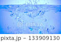 Ice cubes fall into the water. Ice underwater. Frozen water in form of a cube ice. Crystal pure ice. 133909130